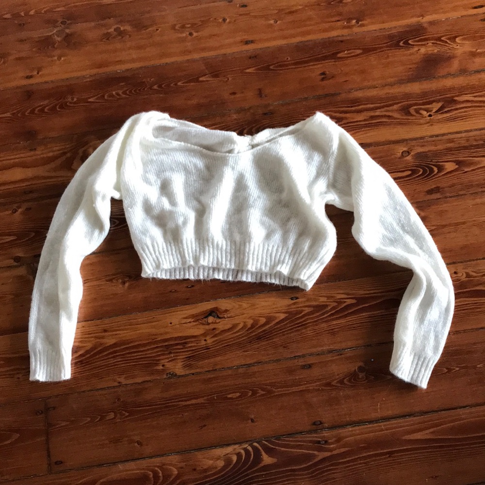 cropped white sweater